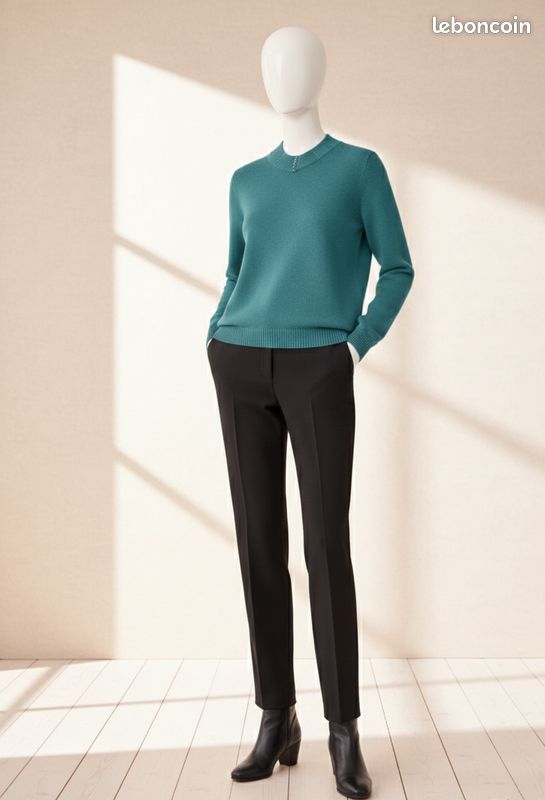 Pull femme bleu canard strass - Taille L (image 6)