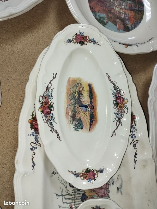 Lot 6 assiette creuse 23cm Obernai Faïence Sarreguemines Signé H. loux NEUF - Vendu