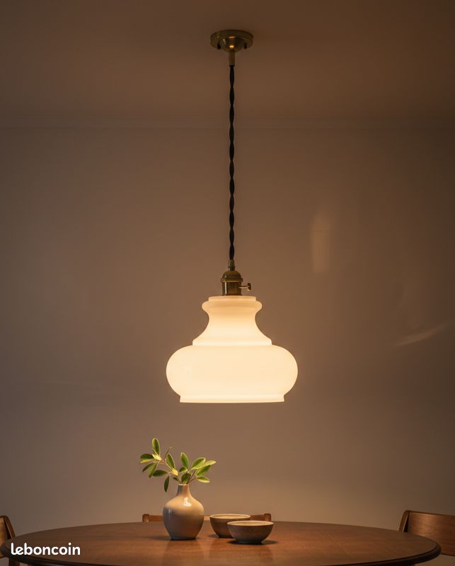 Abat-jour En Verre Blanc Vintage - Style Rétro Pour Lampe De Chambre
