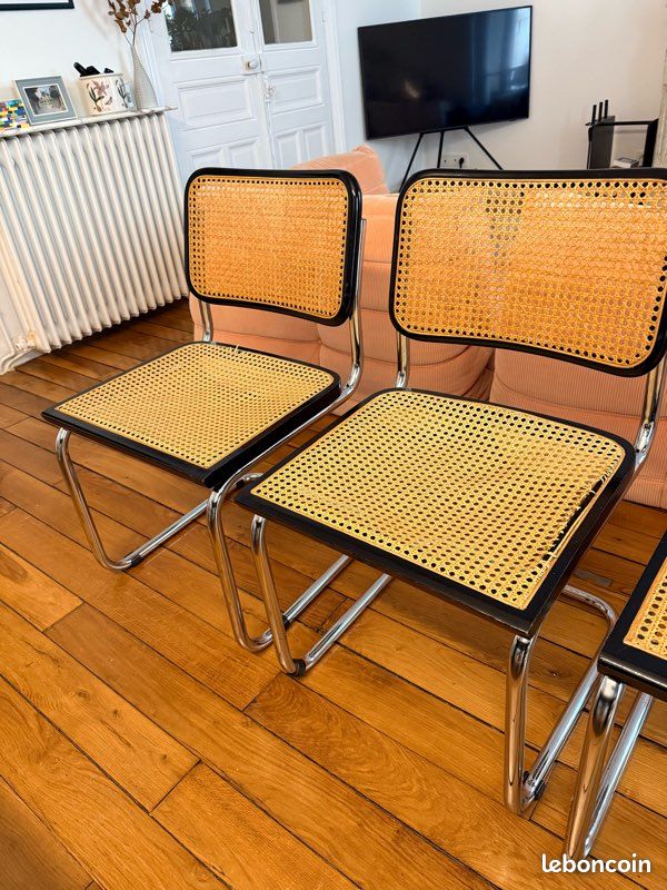 Lot 4 chaises vintage Marcel Breuer S 32 noires (image 4)