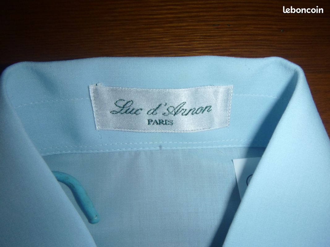 Chemise homme manches longues bleu clair (image 4)