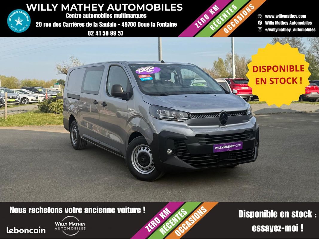 Citroen jumpy xl cabine approfondie fixe 2.2 diesel 180 boite automatique en stock + pack camera + roue de secours (image 1)