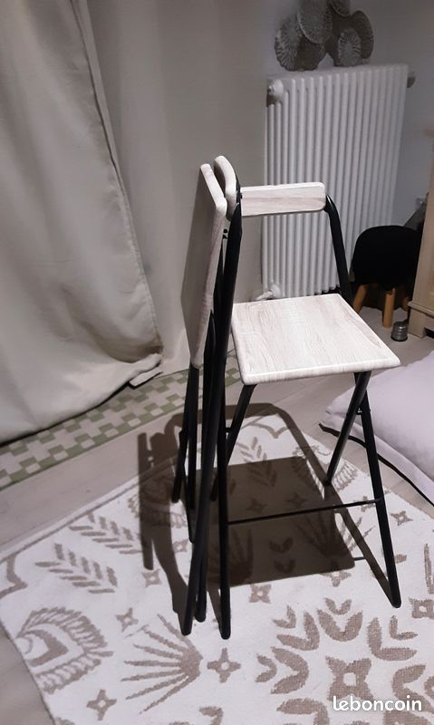 2 chaises hautes noir et chêne clair (image 2)