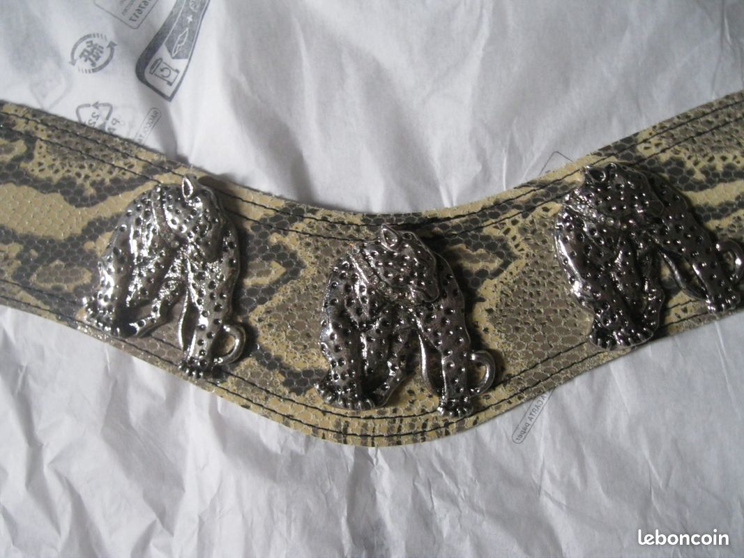 Ceinture José Cotel Jaguar - Détail Doré, Cuir, époque 1980 - Signature France