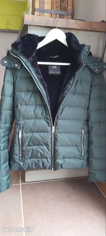 Doudoune courte femme verte foncée ZARA MRH49 Vêtements