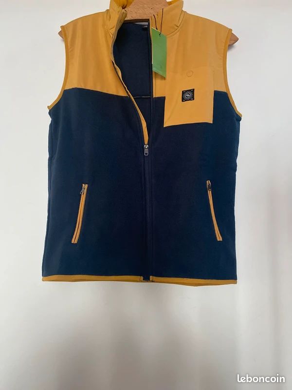 Veste polaire sans manches moutarde et marine Quiksilver 14 ans