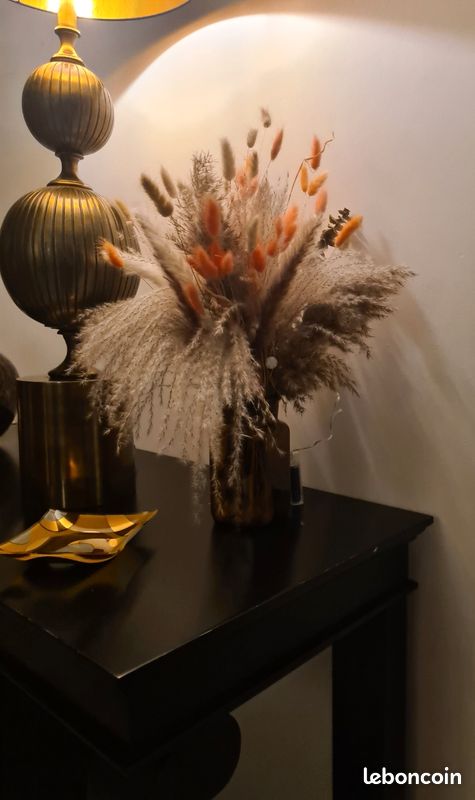 Bouquet de fleurs séchées + vase style bohemechic (image 2)
