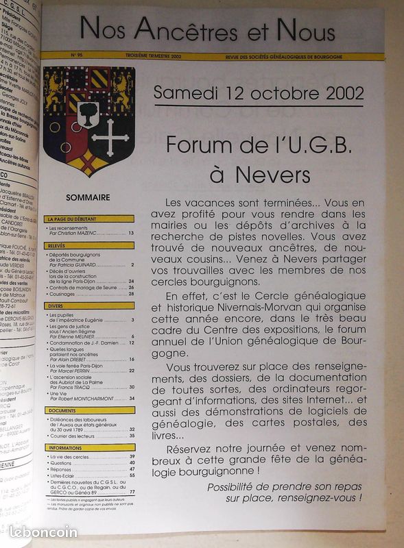 Généalogie Bourgogne Nos Ancêtres et Nous n°95 voie ferrée Paris Dijon Aubriot (image 2)