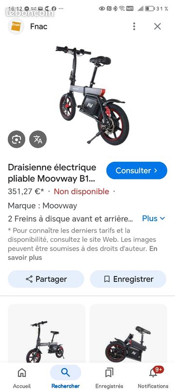 Vélo électrique Moovway Draisienne Ã©électrique Pliable Draisienne