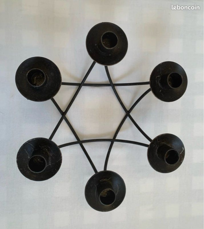 Bougeoir de table vintage en fer forgé, idéal pour la décoration