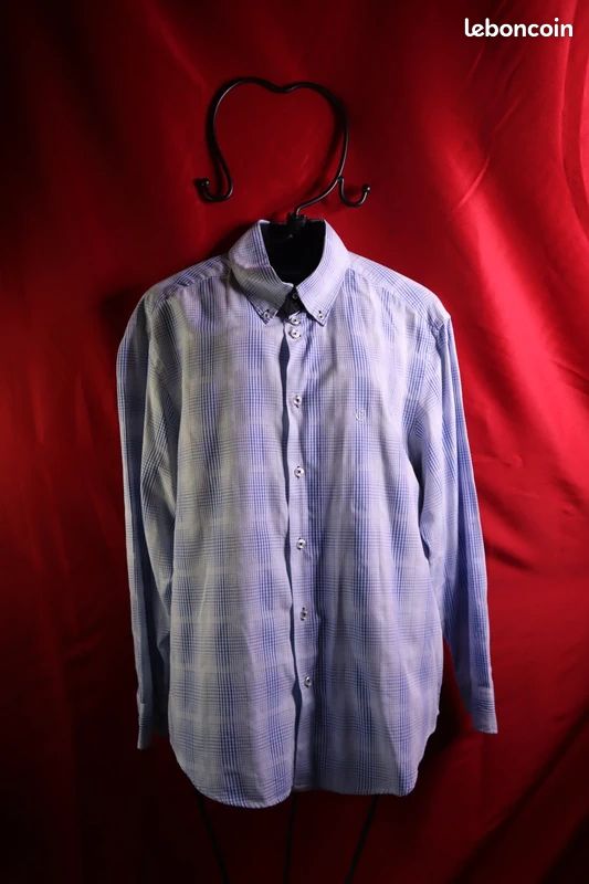 Generisch Chemise à manches longues pour homme avec motif à carreaux brossés, grande taille, slim et tendance, Blanc., S