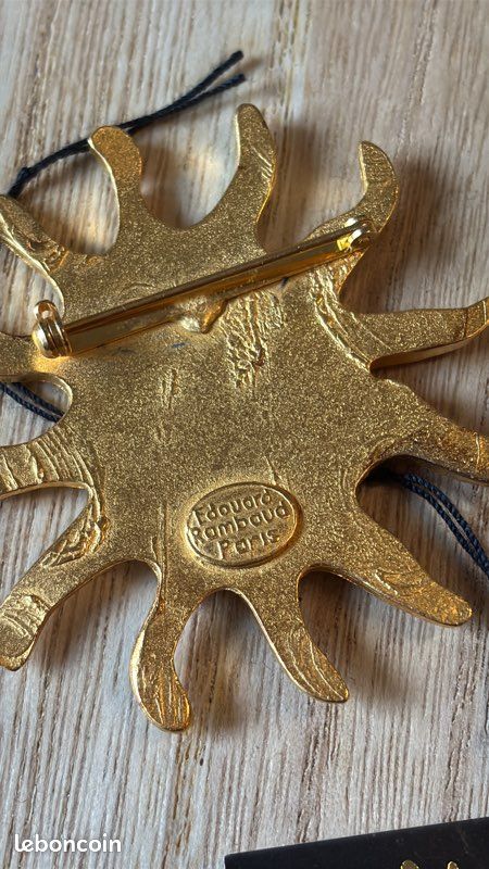 Broche Vintage Dorée Edouard Rambaud Paris - Alliage Métal, En Très Bon état