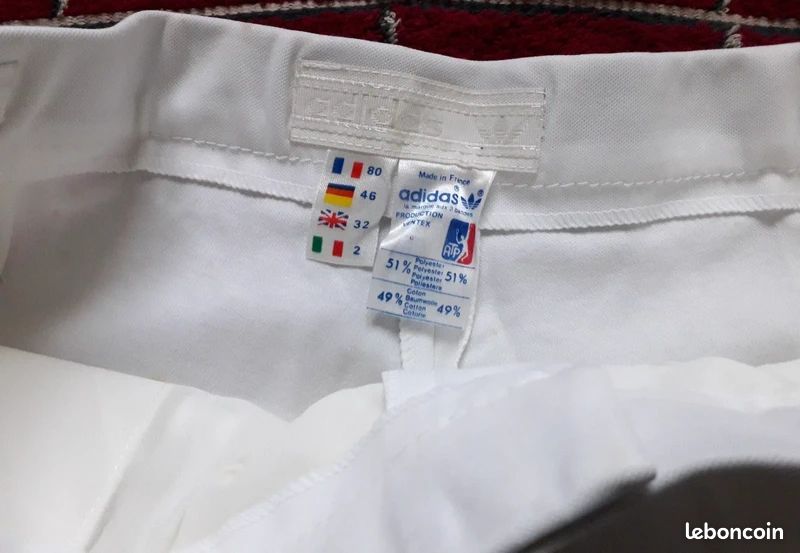 Short neuf Adidas Ventex 80'S vintage Blanc ATP Tennis Homme Made France T 36 (image 2)