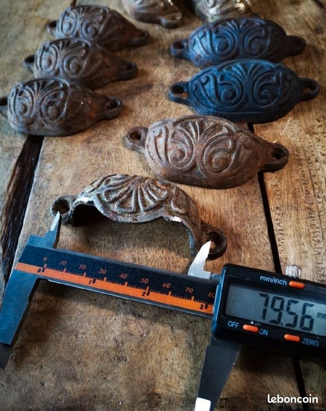 Rare ancienne poignée coquille fonte pour vieux meubles vintage ou tiroir (image 3)
