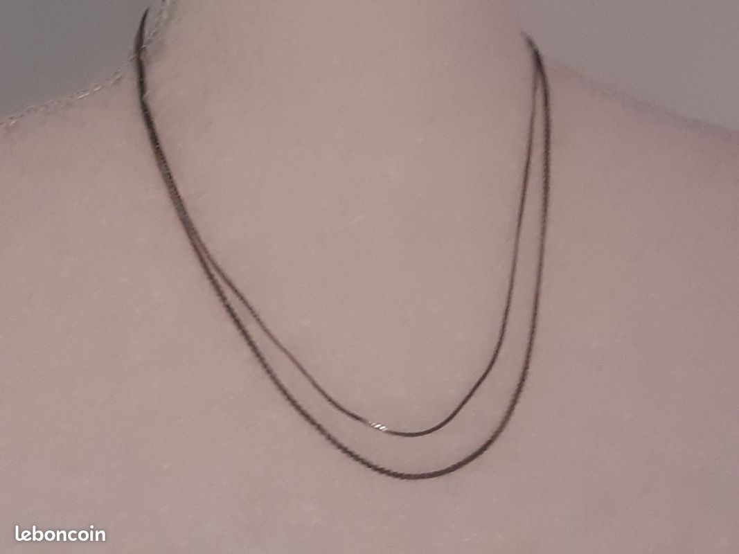 CHAINE COLLIER DOUBLE METAL ARGENTE Bon état (image 1)