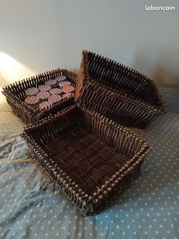 Lot de 3 paniers plats en osier (image 2)