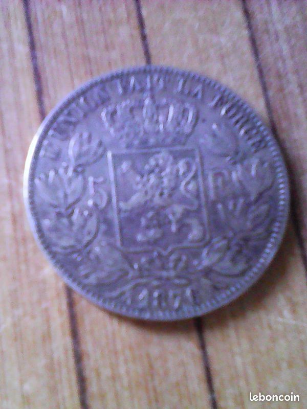 5 francs belge 1876 Leopold II Roi des belges Argent 900°/°° (image 1)