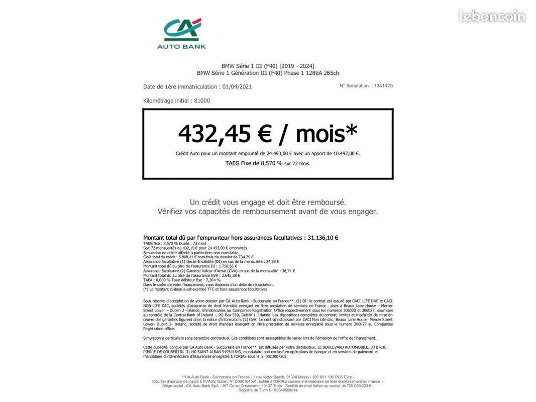 Bmw serie 1 (432 euros/mois) 128 ti f40 entretien complet bmw carplay radar avant arriere (image 2)