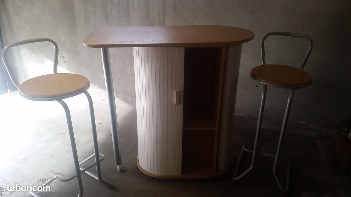 Table bar avec 2 tabourets (image 1)