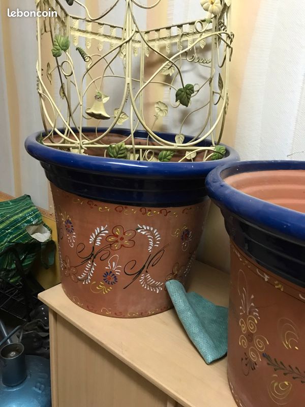 Gros cache pots peinture fait mains (image 1)