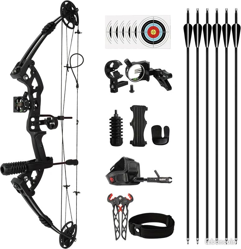 Arc Composé MILAEM JUNXING M126 – 0-70 Lbs, 18-30 Pouces, Kit Arc De Chasse RH/LH Avec Flèches Carbone