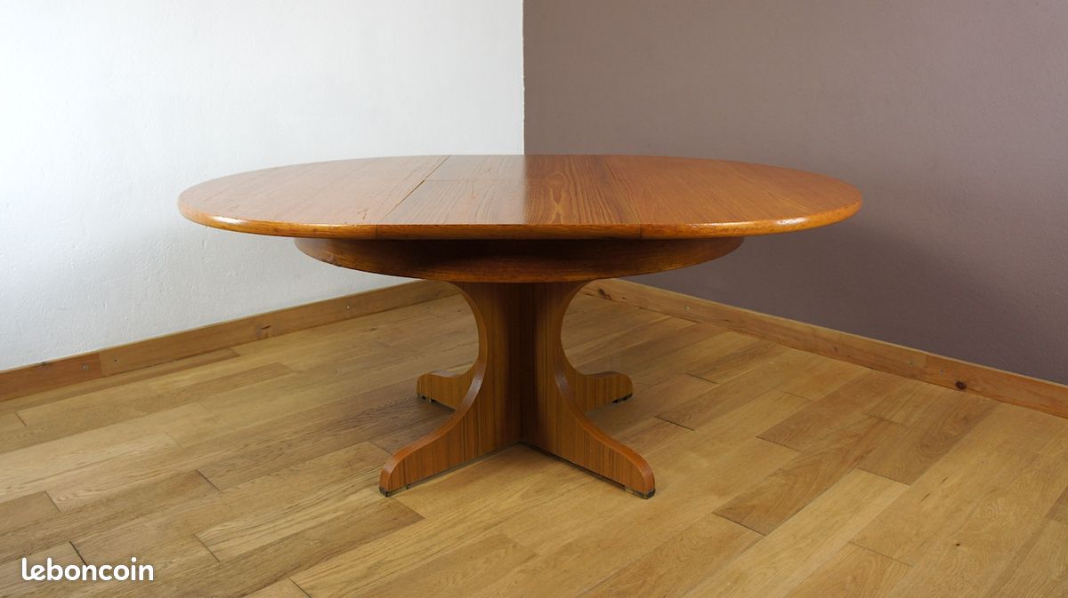 Table de Salle à Manger Ronde & Pied Central Vintage 1960 (image 2)