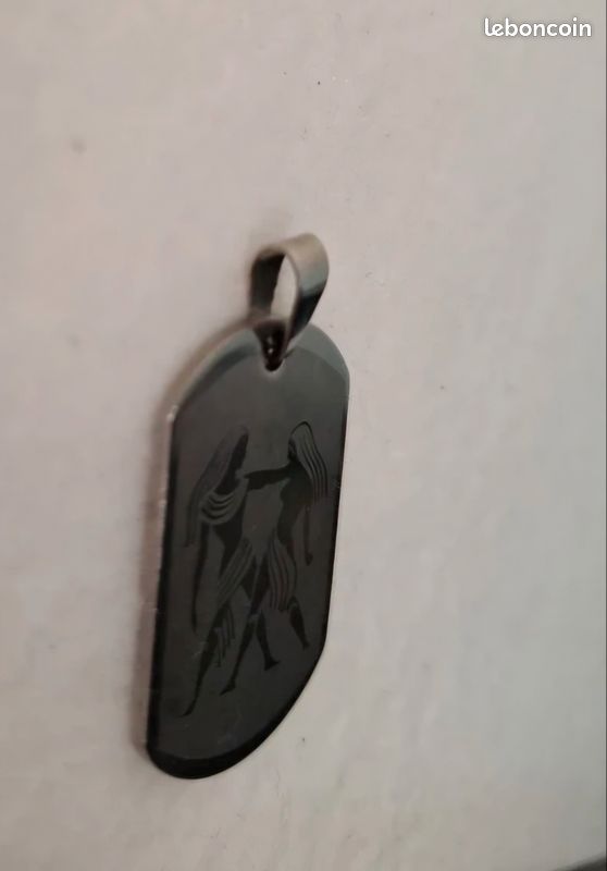 Pendentif Breloque Zodiaque GEMEAU - Gémeaux - Métal Acier Chromé Argenté