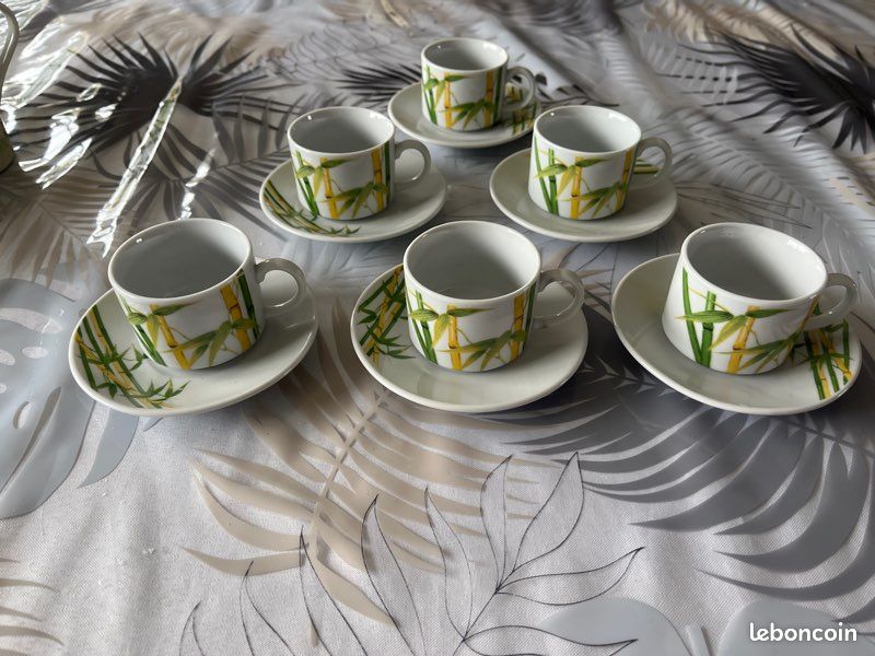 Service tasses et coupelles assiettes bambou (image 2)