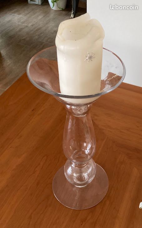 Lot de 2 bougeoirs en cristal Bougeoir Photophore en verre pour bougies pilier Bougies