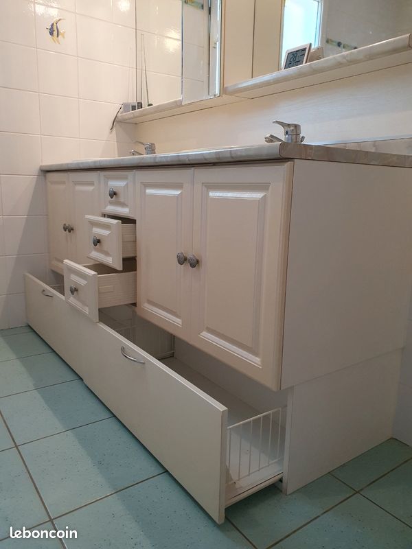 Grand meuble SDB 170 cm – 2 vasques – nombreux rangements (image 2)