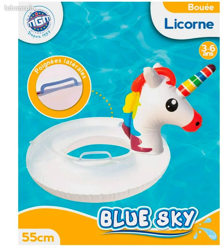 Bouée Bébé Licorne Avec Siège Et Auvent - Gonflable - Pour 6 à 48 Mois - Sécurité Renforcée
