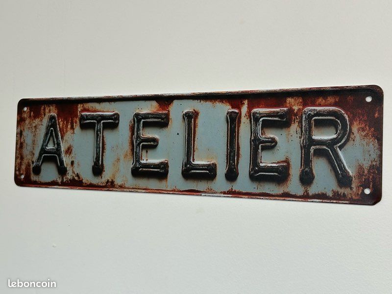 Plaque ATELIER en métal effet rouillé/ décoration/ magasin/ maison/ cave/ garage/ bricolage Effet rouillée, plaque plate sans relief 40×10cm (image 6)