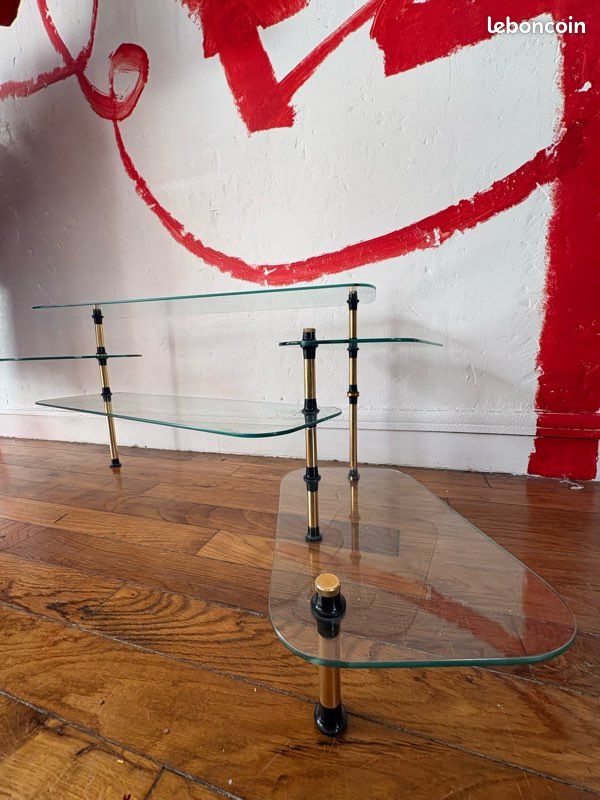 Ancien présentoir de pâtisserie en verre et laiton – vitrine vintage modulable (image 2)