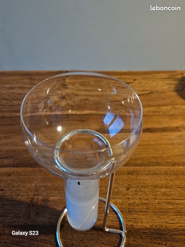 Photophore / bougeoir en verre et métal chromé – style moderne (image 2)