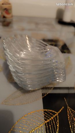 Lot De 8 Coquilles Saint-Jacques En Verre Pyrex - Vintage Art Déco - Très Bel état