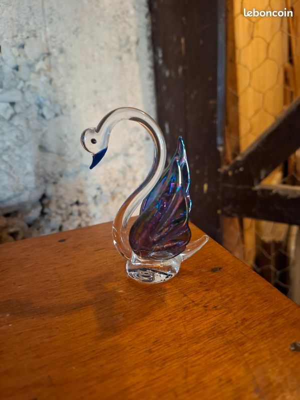 Deux cygnes verre soufflé (image 2)