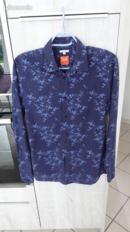 Chemise taille 3 bleu marine motif manche longue (image 1)