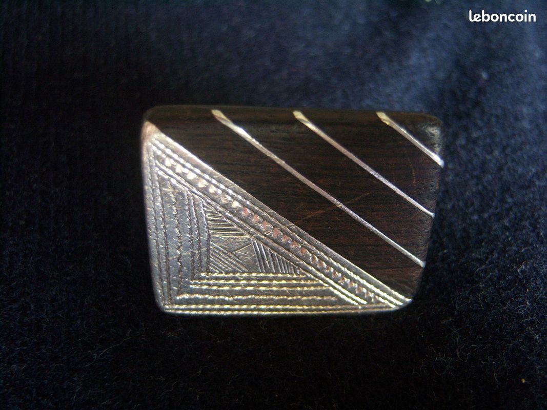 Bague ethnique en ébène et argent gravé Touareg? (image 9)