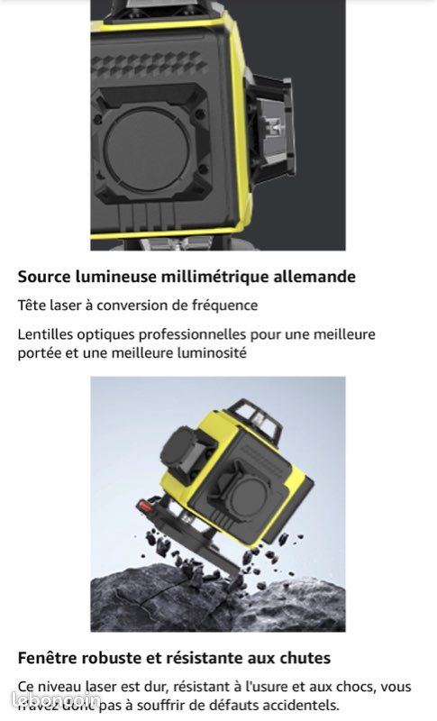 Professional Niveau Laser Autonivelant 360° X 4, Lazer Niveaux Chantier 4d 16 Lignes Laser, Mode Impulsion ExtéRieur, 2 X Batterie,Nivellement Automatique, Support Rotatif, TéLéCommande (image 11)
