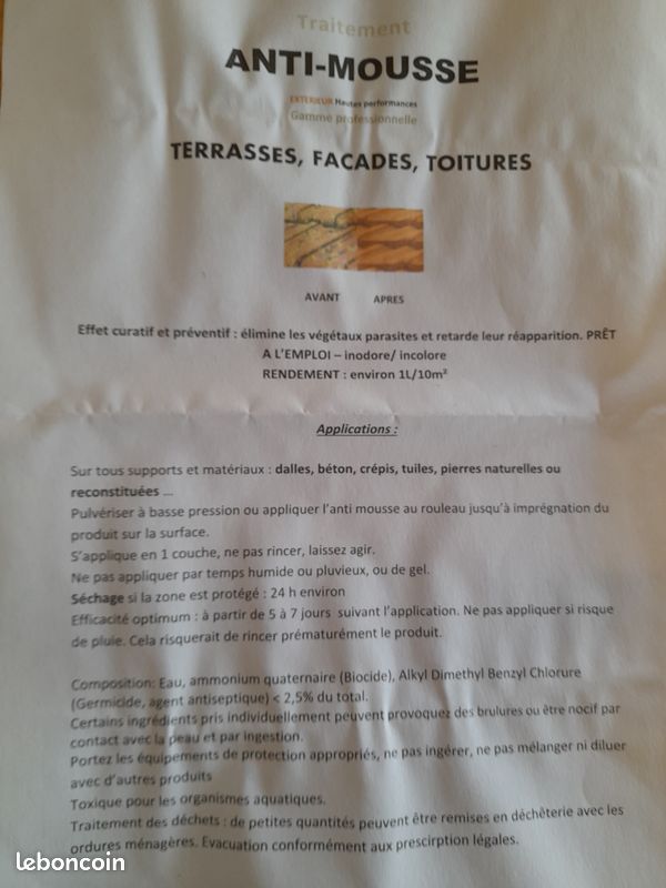 Anti-mousse extérieur toiture sans chlore (image 2)