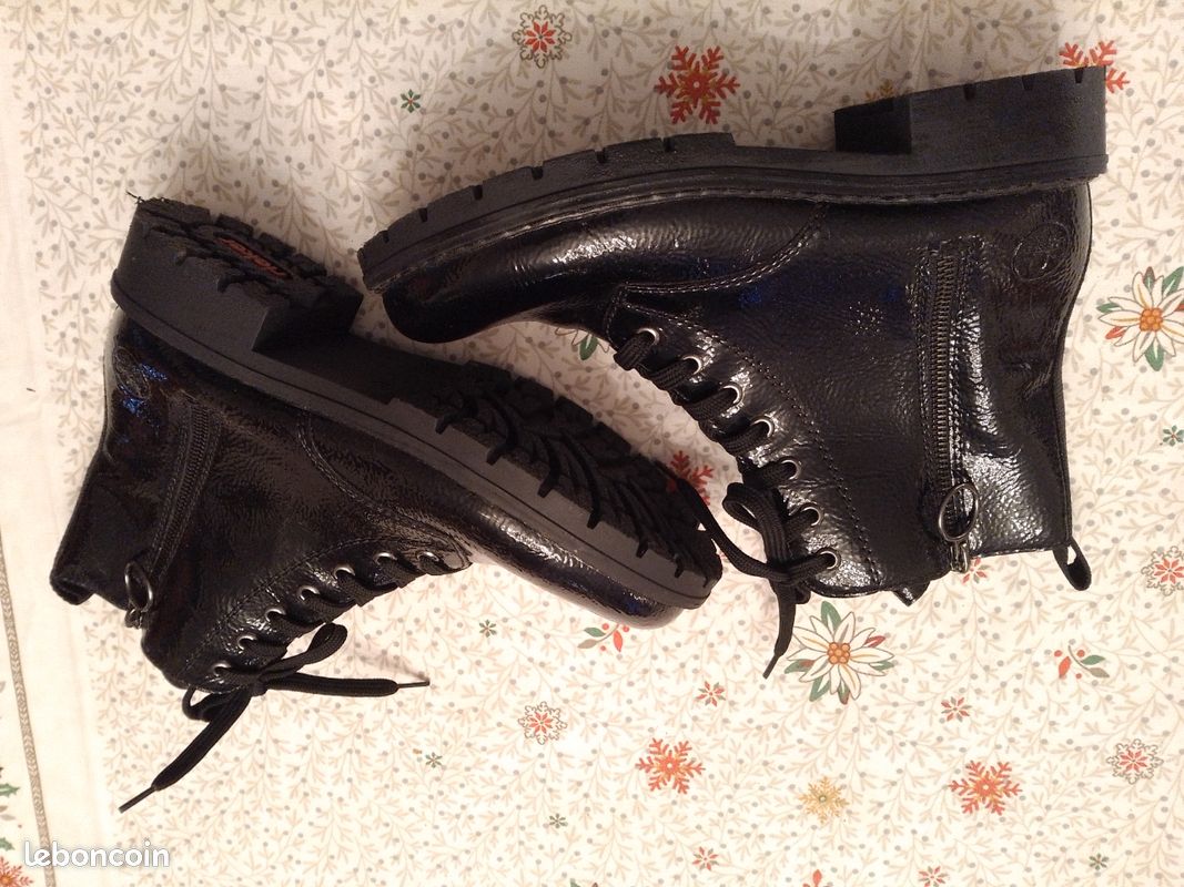 Bottines noires brillantes P39 Rieker (image 2)