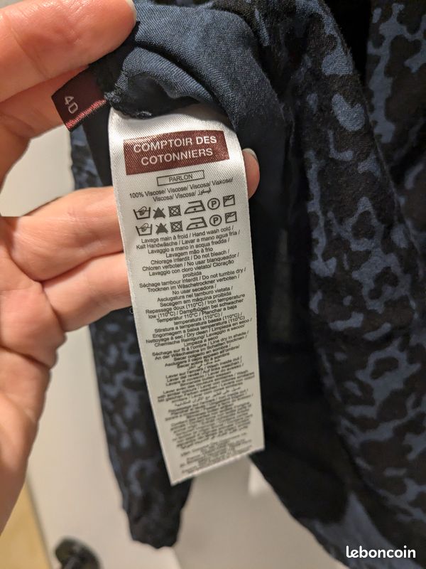 Chemisier Comptoir Des Cotonniers, Motif Bleu Blanc Noir, Taille 38 - Occasion Très Bon état