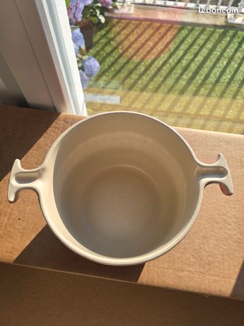 Caquelon Vintage Le Creuset Fonte émaillée - Modèle Enzo Mari - Couleur Cerise - 20cm