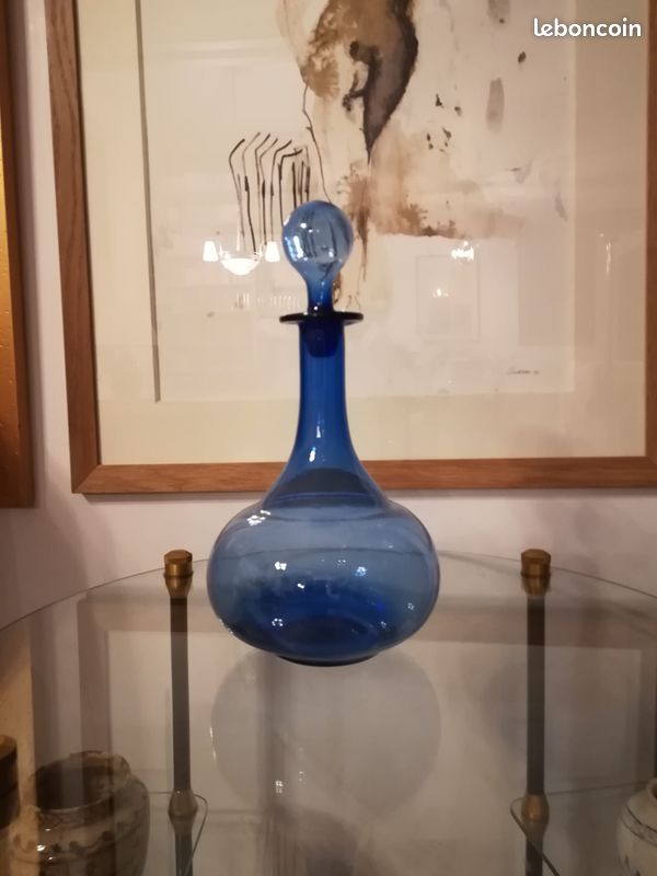 Très jolie carafe en cristal bleu (image 1)