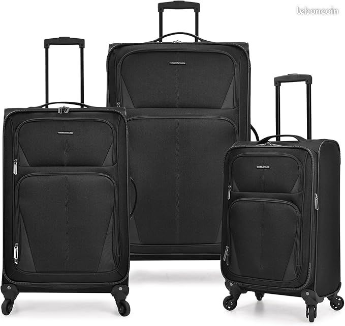 WINGOMART Ensemble de Bagages 3 Pcs Léger Durable PC+ABS Rigide, Roues Doubles Pivotantes, Serrure TSA - 20 Po/24 Po/28 Po