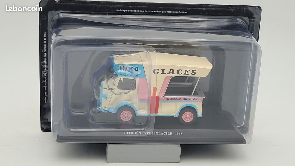 Miniature Citroën Type H Fourgon Glaces Miko 1965 - Échelle 1/43, Altaya, Bleu Et Crème, Occasion