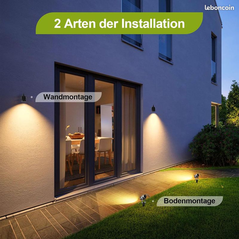VOLISUN Spot LED Extérieur, 6 Pièces Étanche IP65 Éclairage Blanc Chaud Spot Exterieur LED Pour Le Jardin Extérieur, Le Patio, Les Arbres Et La Pelouse