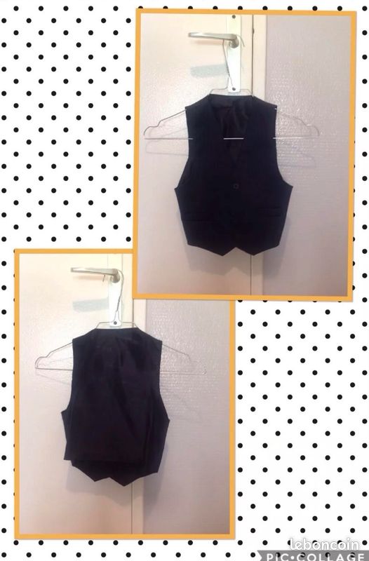 Costume Garçon 4 Pièces 8 Ans Bleu Marine Rayé (image 4)