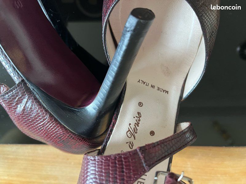 Escarpins Ouverts VENISE COLLECTION - Cuir Véritable - Made In Italy - Taille 38 - Marron Foncé