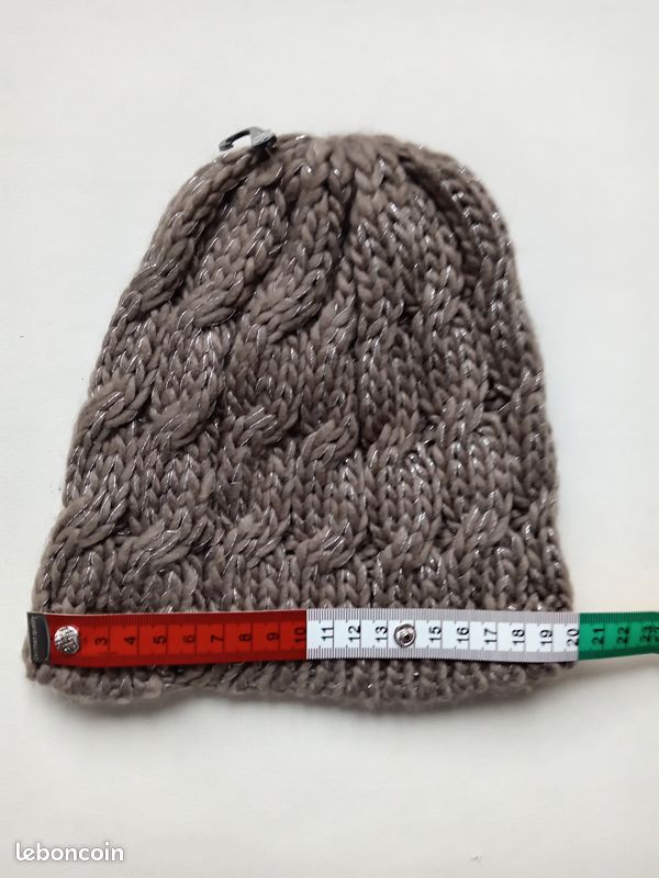 Bonnet marron fils argentés (image 2)